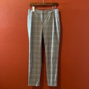 Theory Women’s‎ Wool Blend Plaid Stripped Slim Fit Gray Dress Pants Trousers